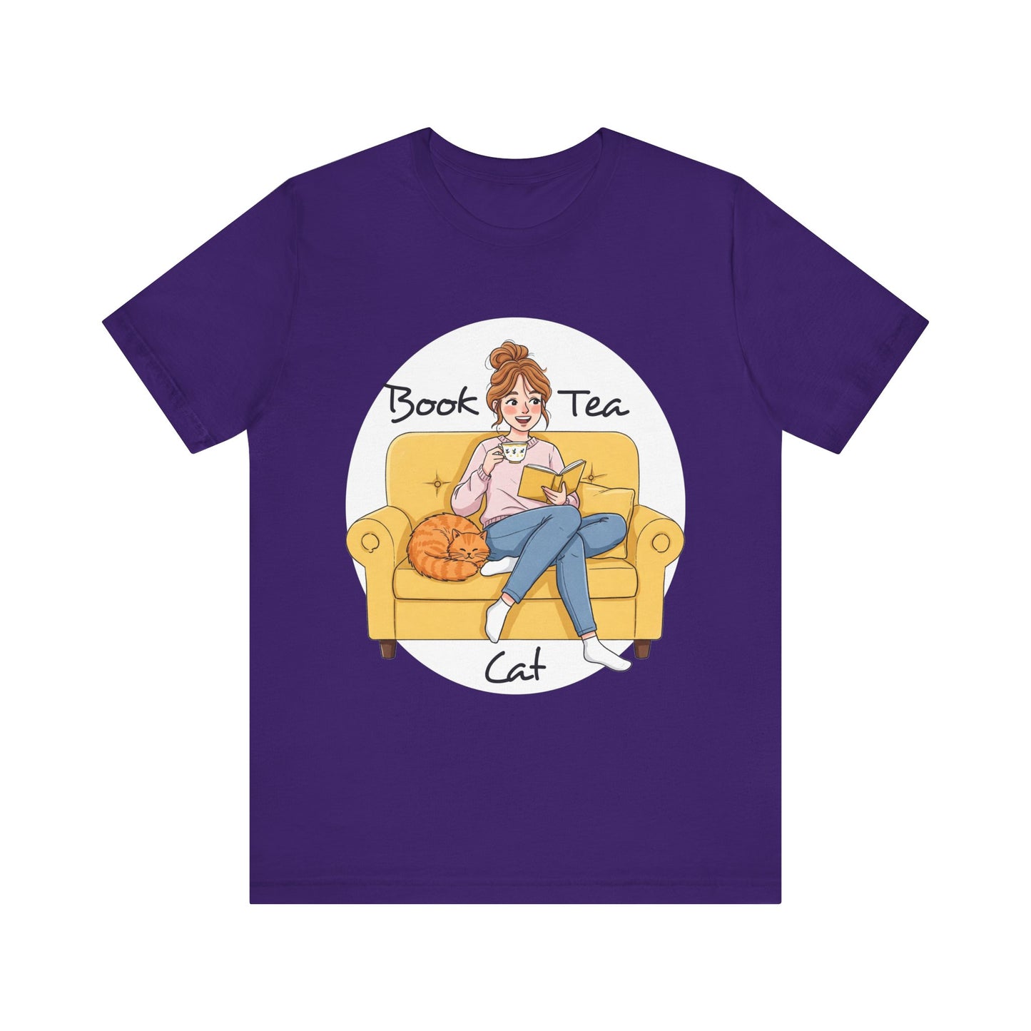 Cozy Book Lover Tee - Book, Tea, Cat Design _ Cat Lovers Gift - Book Lovers Gift - Tea Lovers Gift - Schmartypants