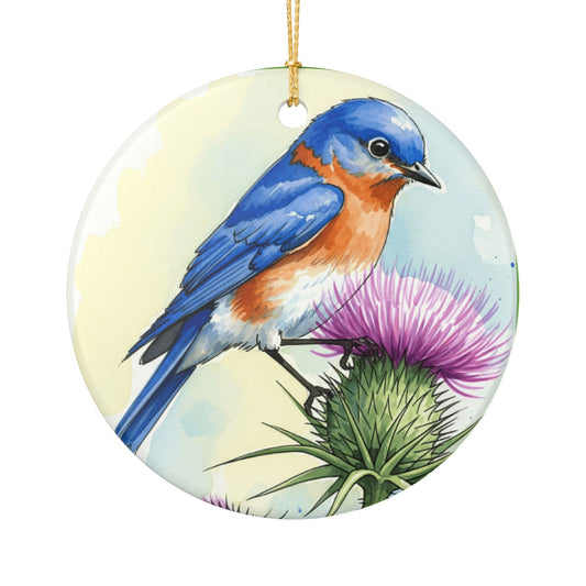 Ceramic Bird Ornament, Nature Decor, Gifts for Bird Lovers, Bluebird Christmas Ornament, Home & Garden Decoration, Seasonal Decor