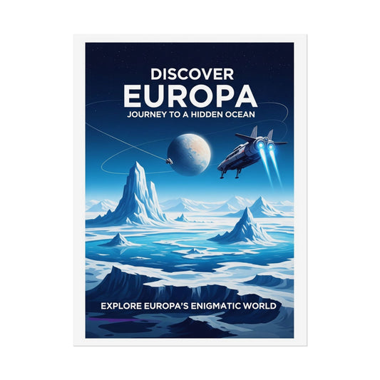 Celestial Travel Art Print, Space Wall Decor, Space Exploration Poster, Europa Journey Artwork, Home Office Decoration