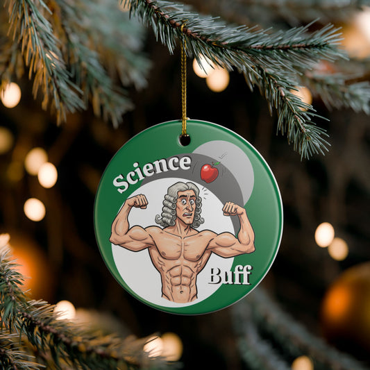 Science Buff Ceramic Ornament - Fun Holiday Decor, Educational Gifts, Unique Home Accent, Gift for Science Lovers, Sir Isaac Newton