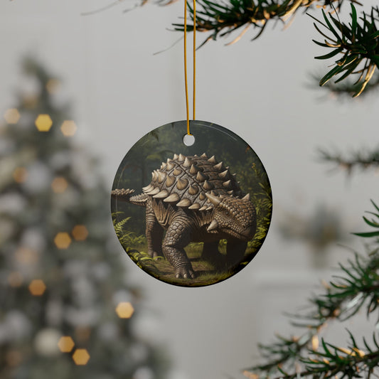 Ankylosaurus Dinosaur-Themed Ceramic Ornaments, Unique Holiday Decor, Perfect for Kids' Rooms, Gifts for Nature Lovers, 2-Sided Print