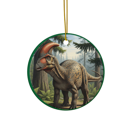 Hadrosaur, Duck-billed Dinosaur-Themed Ceramic Tree Ornaments, 2-Sided Print, Gift, Holiday Decoration, Kids Room Decor, Party Favor