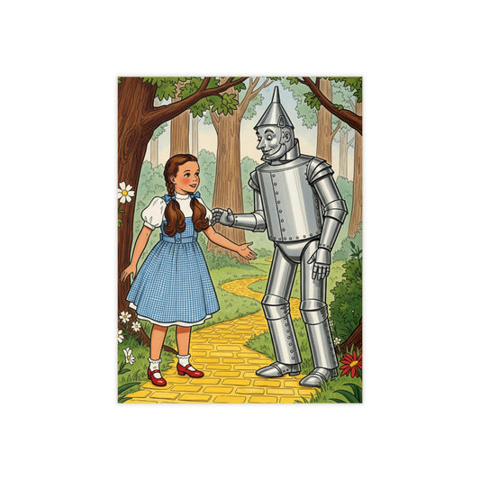 Wizard of Oz Tin Man & Dorothy Vintage Illustration Ceramic Photo Tile - Collectible Home Decor Wall Art