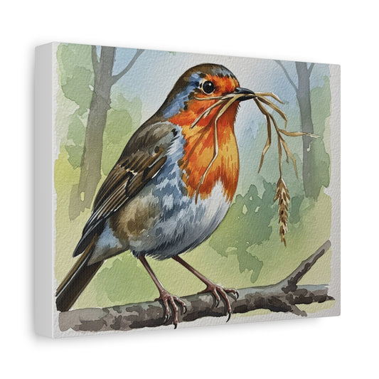 Bird Art Canvas Print, Watercolor Robin Wall Decor, Nature Lover Gift, Rustic Home Decor, Bird Enthusiast Wall Art