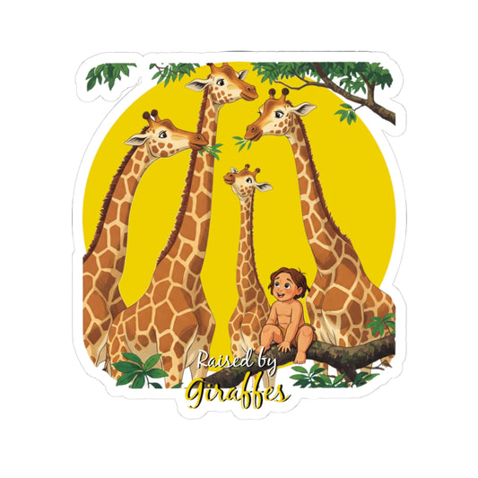 Funny 'Raised by Giraffes' Kiss-Cut Stickers - Fun Jungle Décor for Kids and Animal Lovers - Schmartypants