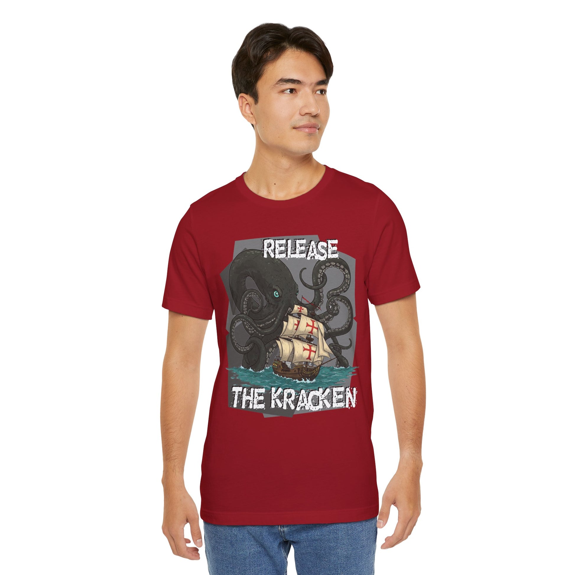 'Release The Kraken!' Tee - Unisex Short Sleeve Shirt, Nautical Tees, Pirate Fashion, Ocean Lover Gift, Funny T-Shirt, Sea Creature Shirt, Great for Gamers - Schmartypants