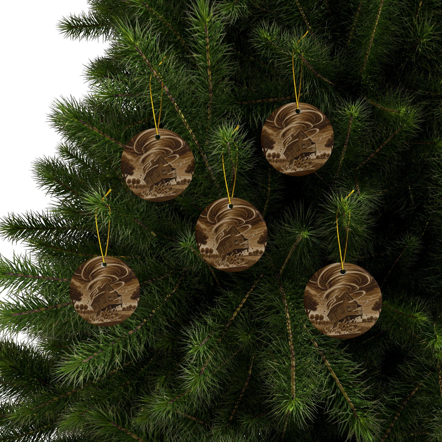 Ceramic Ornaments, Wizard of Oz Storybook Illustration Tree Ornament, The Twister, Collectible Series 2, (1pc, 3pcs, 5pcs, 10pcs), Holiday