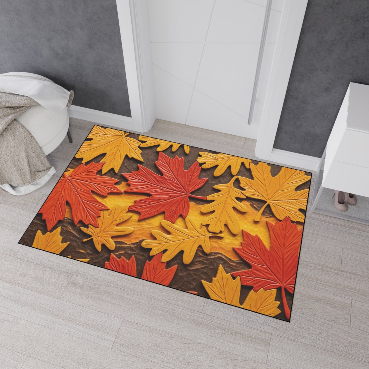 Autumn Leaves Heavy Duty Floor Mat, Seasonal Home Decor, Entryway Rug, Fall Decoration, Perfect for Thanksgiving or Halloween