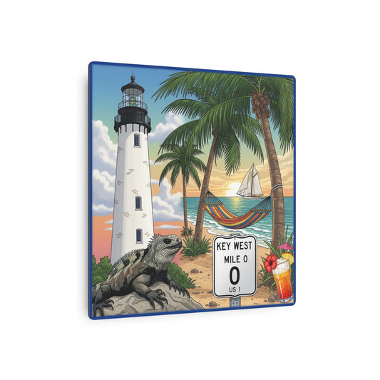 Key West Lighthouse Paradise Metal Art Sign, Nautical Decor, Coastal Wall Art, Beach House Gift, Tropical Home Accent, Home Bar Sign