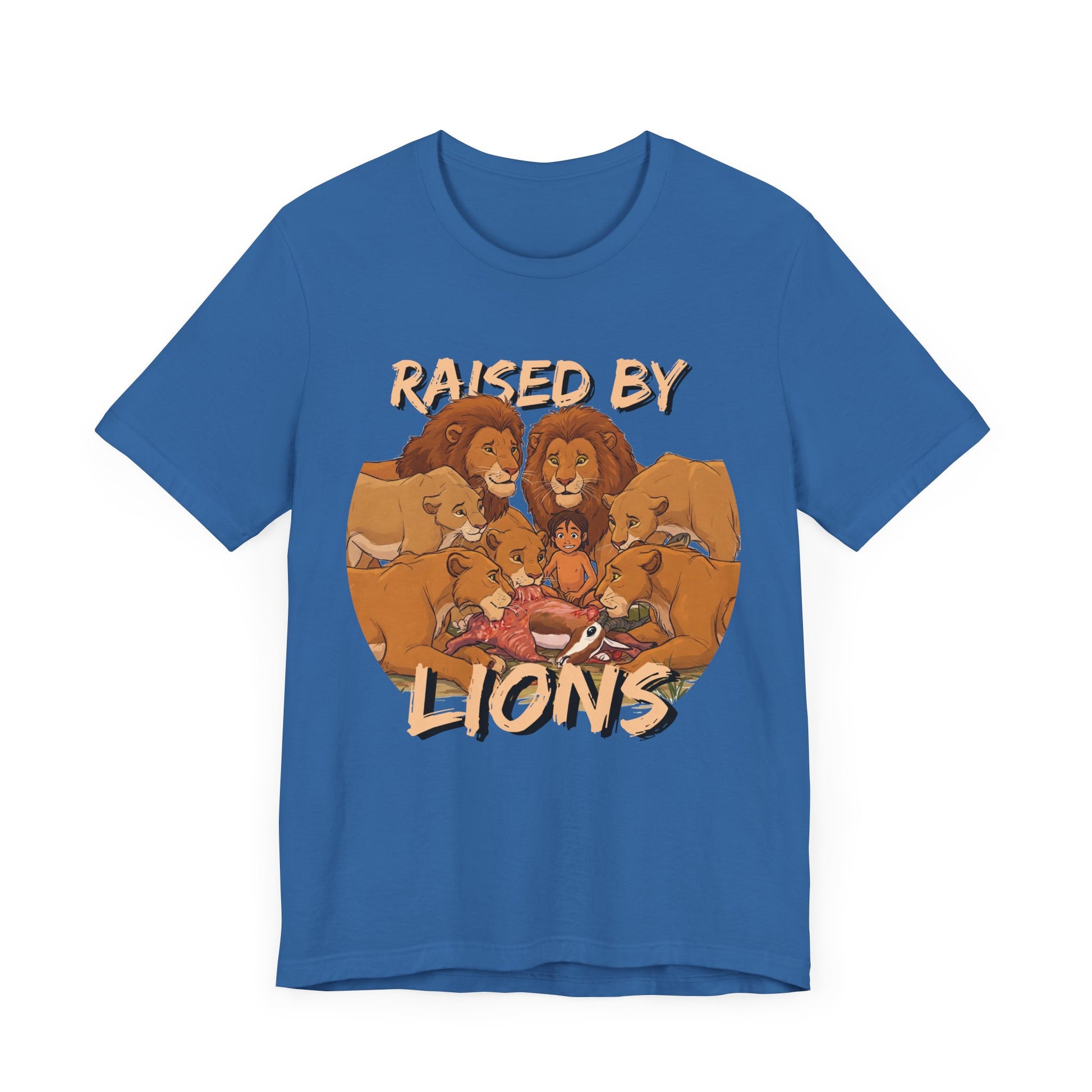 Raised by Lions Unisex Jersey Tee – Empowering, Humorous Graphic T-Shirt for Animal Lovers, Lion Lovers - Schmartypants