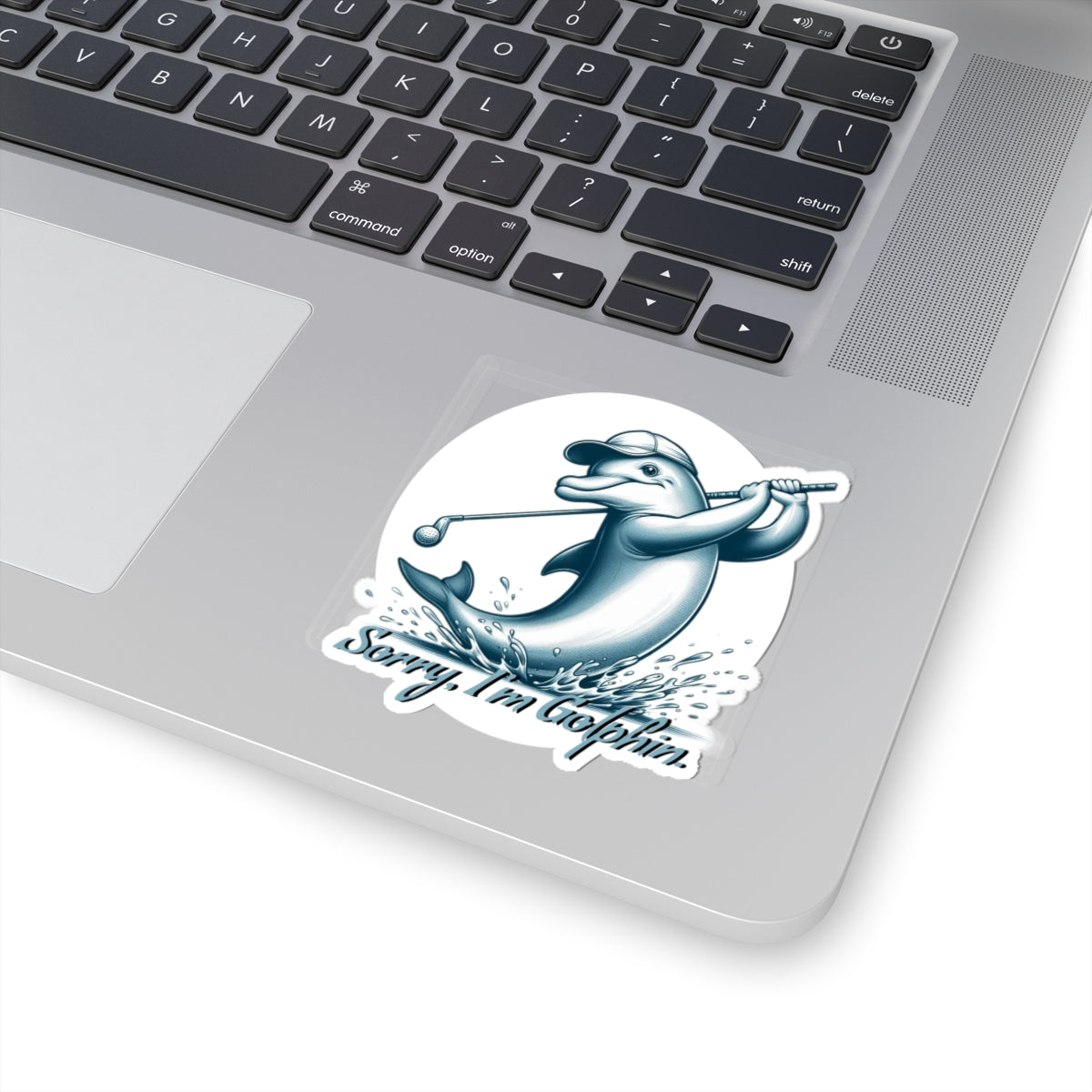 Funny Dolphin Golfing Kiss-Cut Stickers - "Sorry, I'm Golphin'" Dad Joke and Golfers Humor - Schmartypants