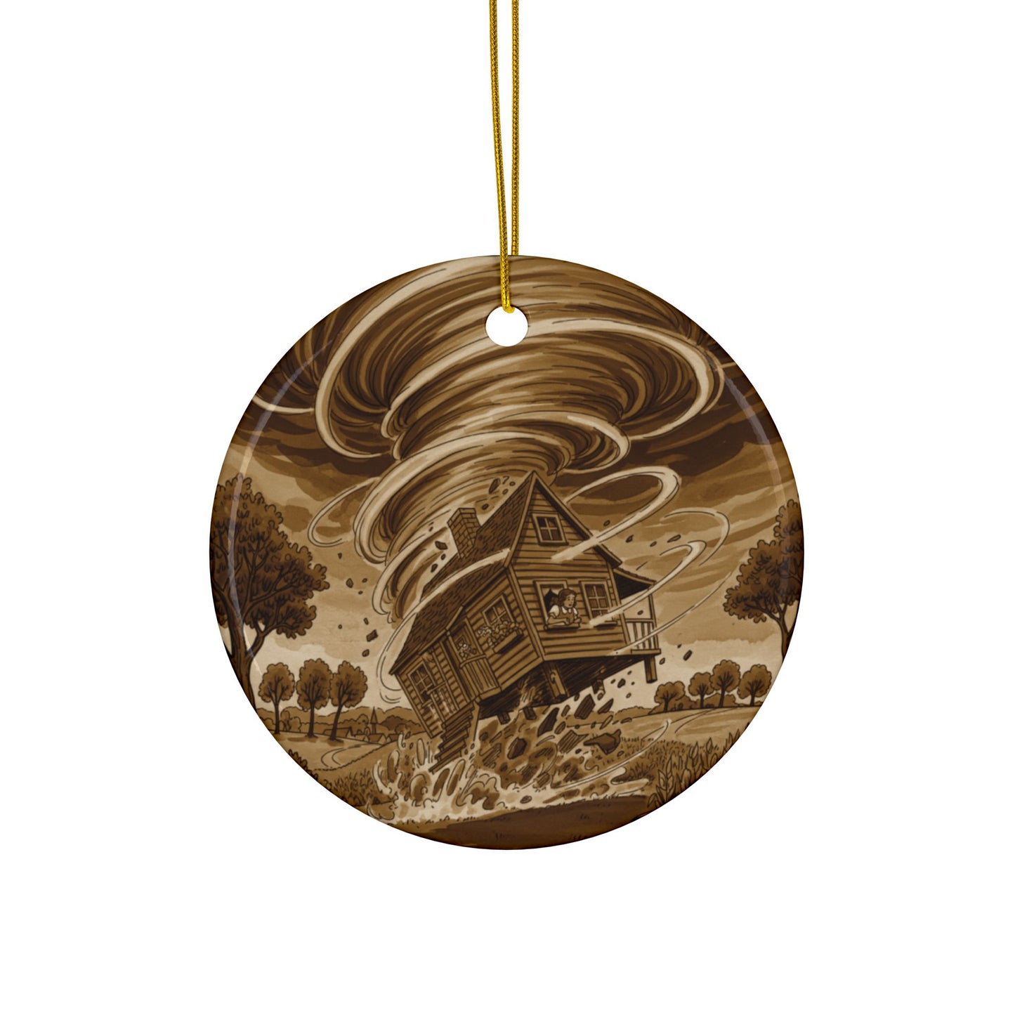 Ceramic Ornaments, Wizard of Oz Storybook Illustration Tree Ornament, The Twister, Collectible Series 2, (1pc, 3pcs, 5pcs, 10pcs), Holiday