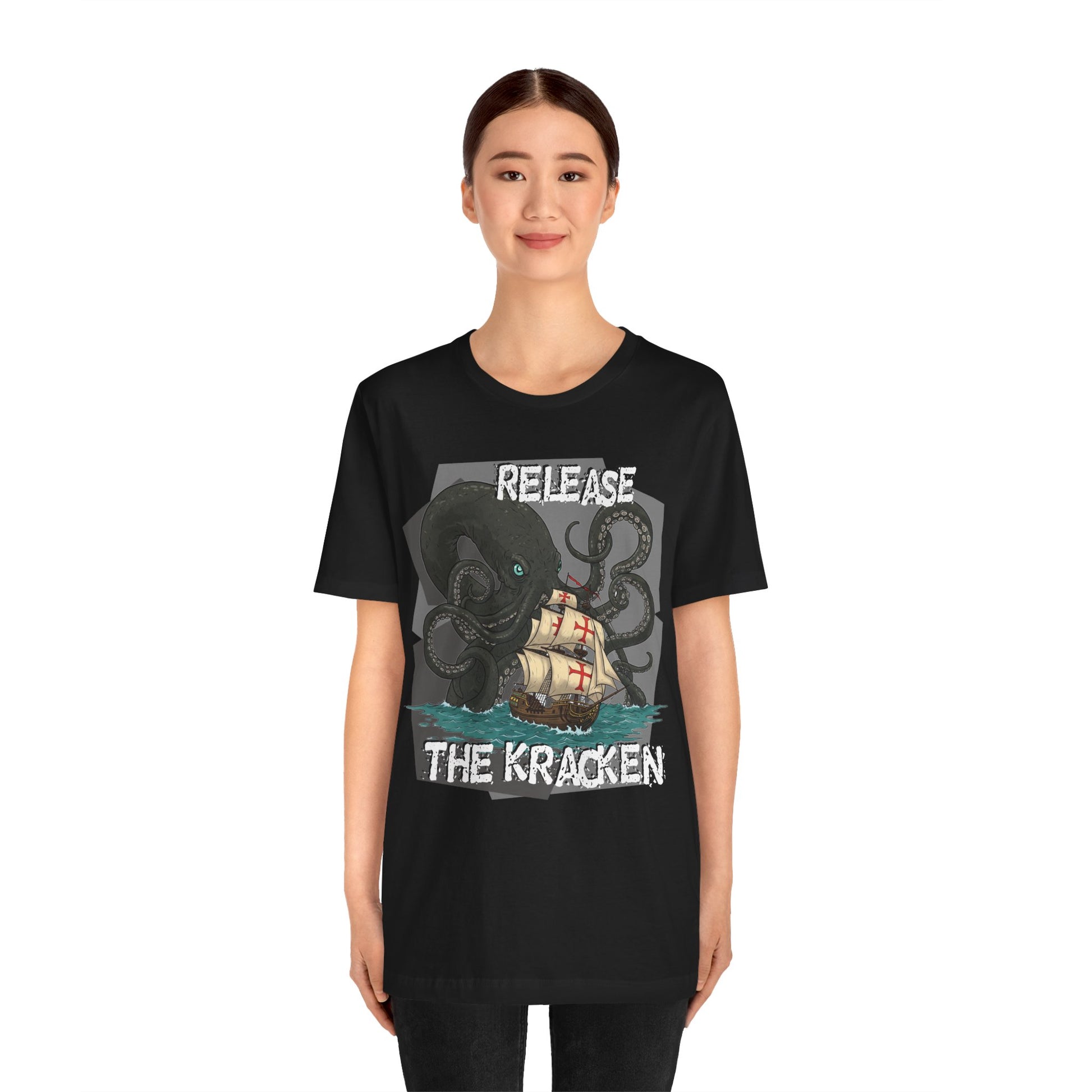 'Release The Kraken!' Tee - Unisex Short Sleeve Shirt, Nautical Tees, Pirate Fashion, Ocean Lover Gift, Funny T-Shirt, Sea Creature Shirt, Great for Gamers - Schmartypants