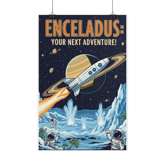 Enceladus Adventure Rolled Posters, Space Wall Art, Astronaut Decor, Travel Inspiration, Unique Gift for Space Lovers
