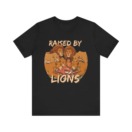 Raised by Lions Unisex Jersey Tee – Empowering, Humorous Graphic T-Shirt for Animal Lovers, Lion Lovers - Schmartypants