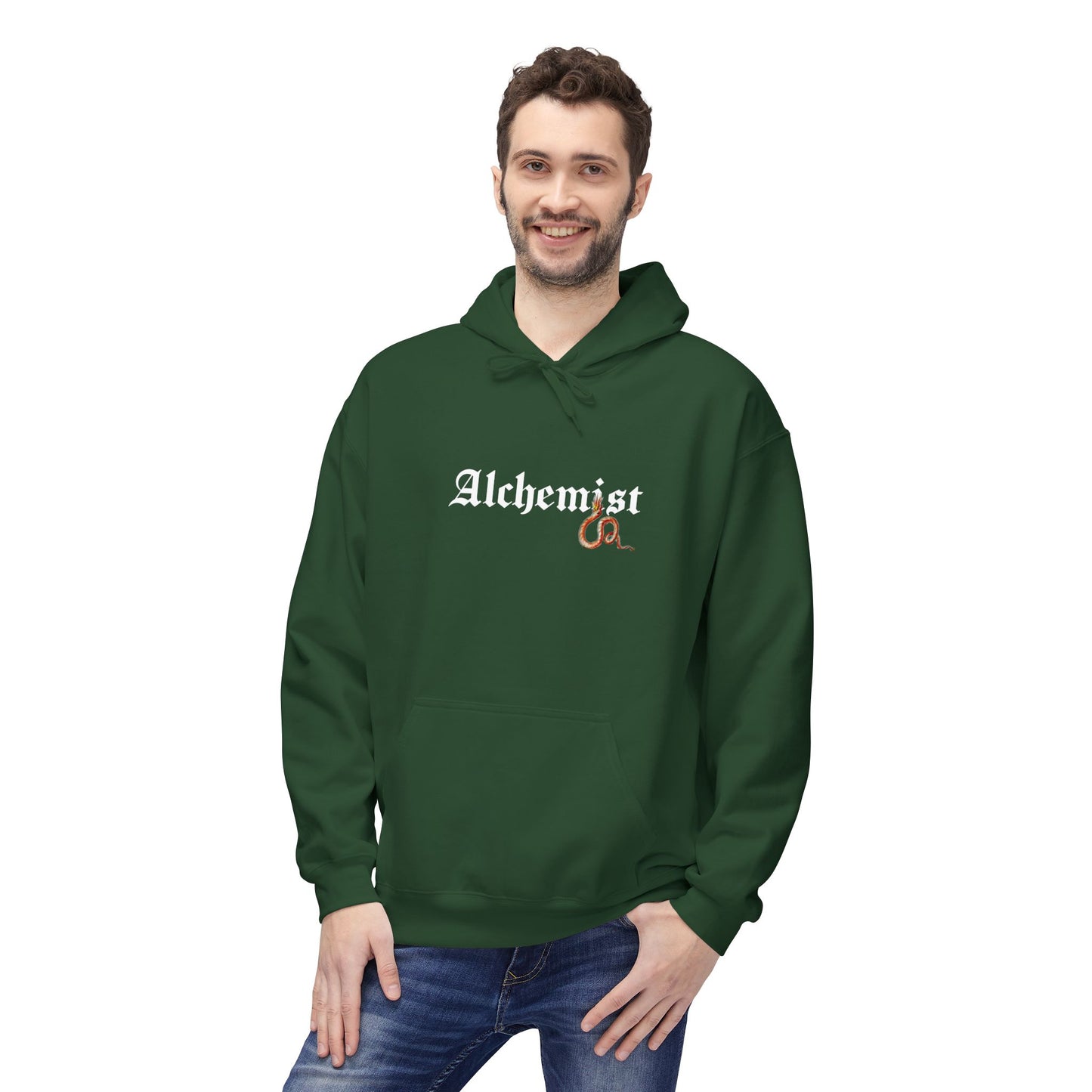 Fantasy Dragon Alchemist Hoodie, Cozy Unisex Pullover, Ideal for Gift, Casual Wear, Magical Conjurer, Ancient Alchemy Design