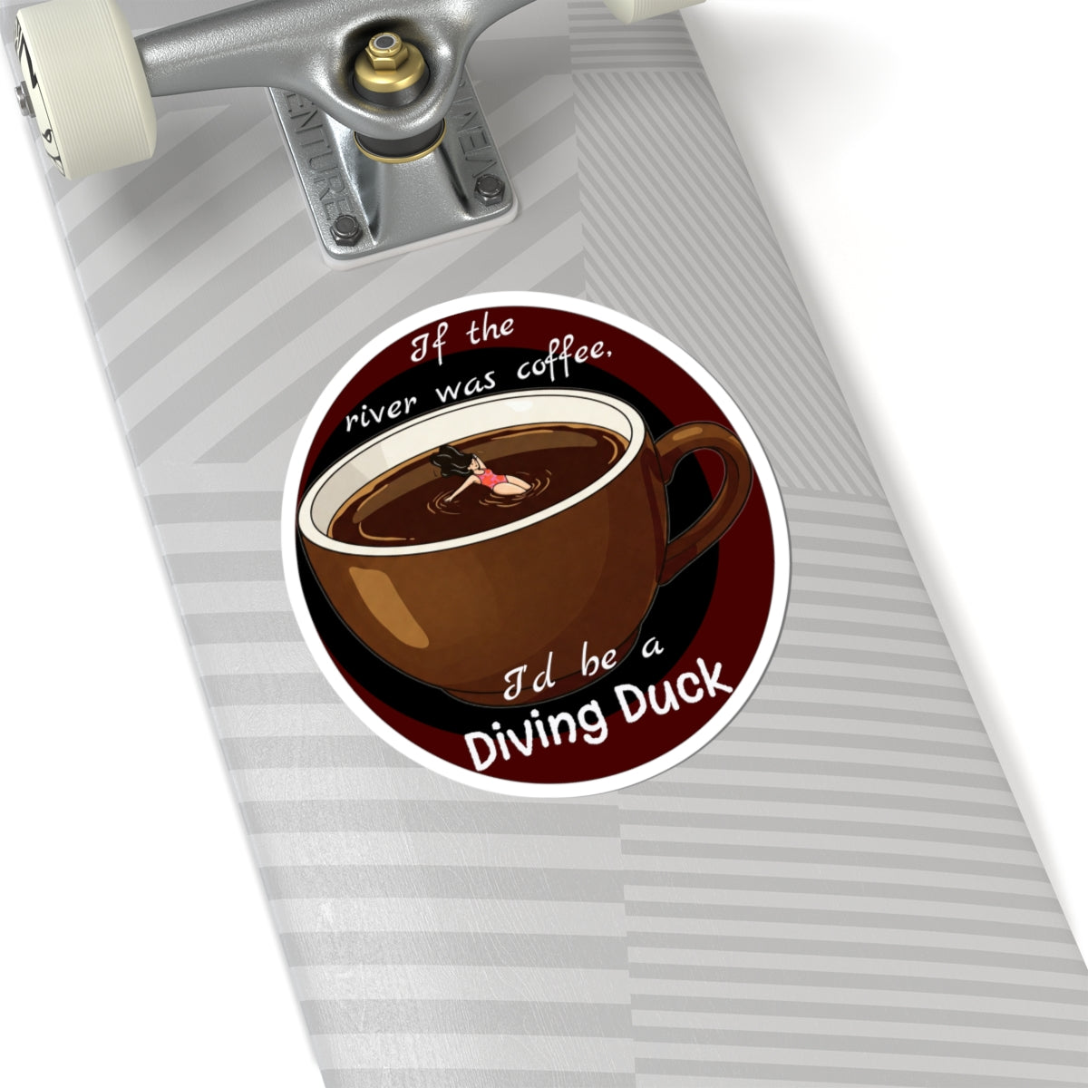 Funny Diving Duck Coffee Kiss-Cut Stickers | Perfect for Coffee Lovers - Female Diver - Schmartypants