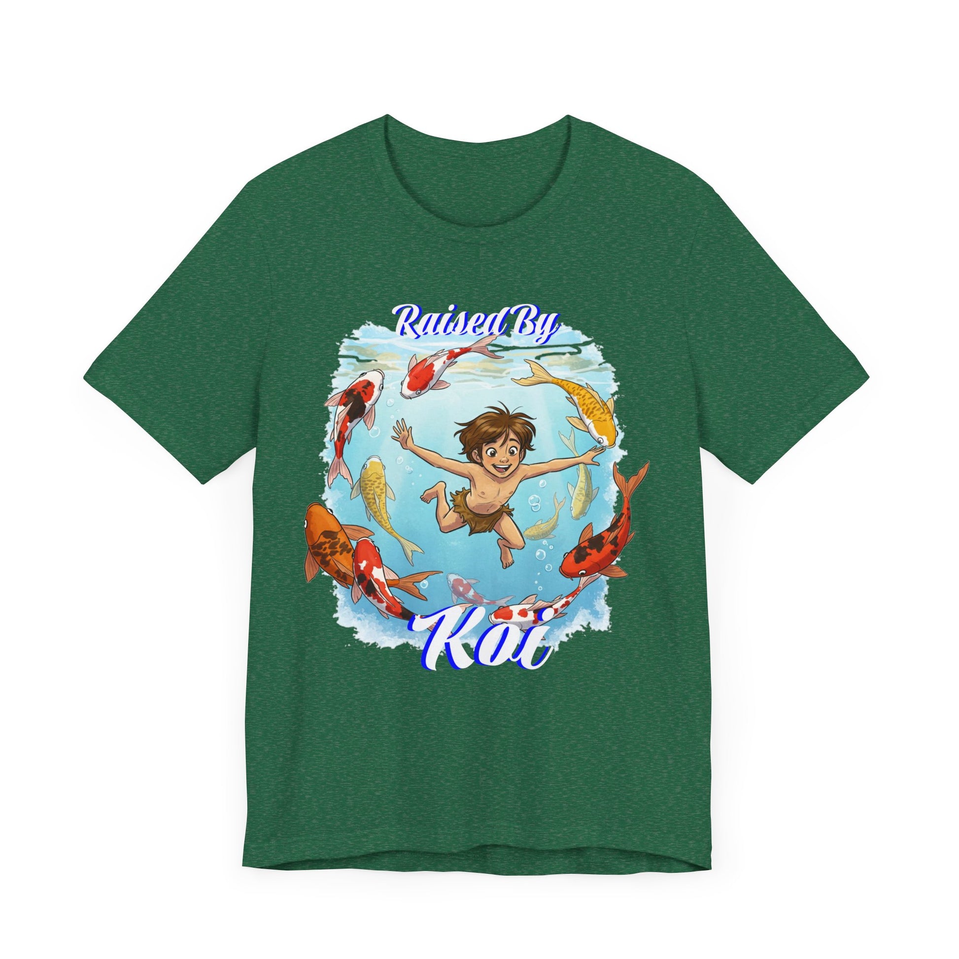 'Raised By Koi; Unisex Jersey Tee - Funny Graphic Tee for Aquatic Lovers, Cute Gift for Birthdays, Casual Wear, Summer Fashion, Relaxed Style - Schmartypants