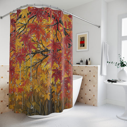 Autumn Leaves Shower Curtain, Fall Decor, Bathroom Accessories, Cozy Home, Thanksgiving Gift, Nature-Inspired