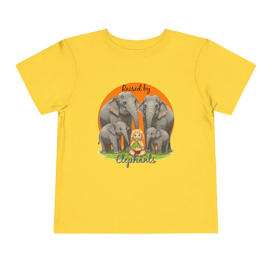 Raised by Elephants Toddler Tee – Adorable Hilarious Short Sleeve Shirt for Kids - Schmartypants