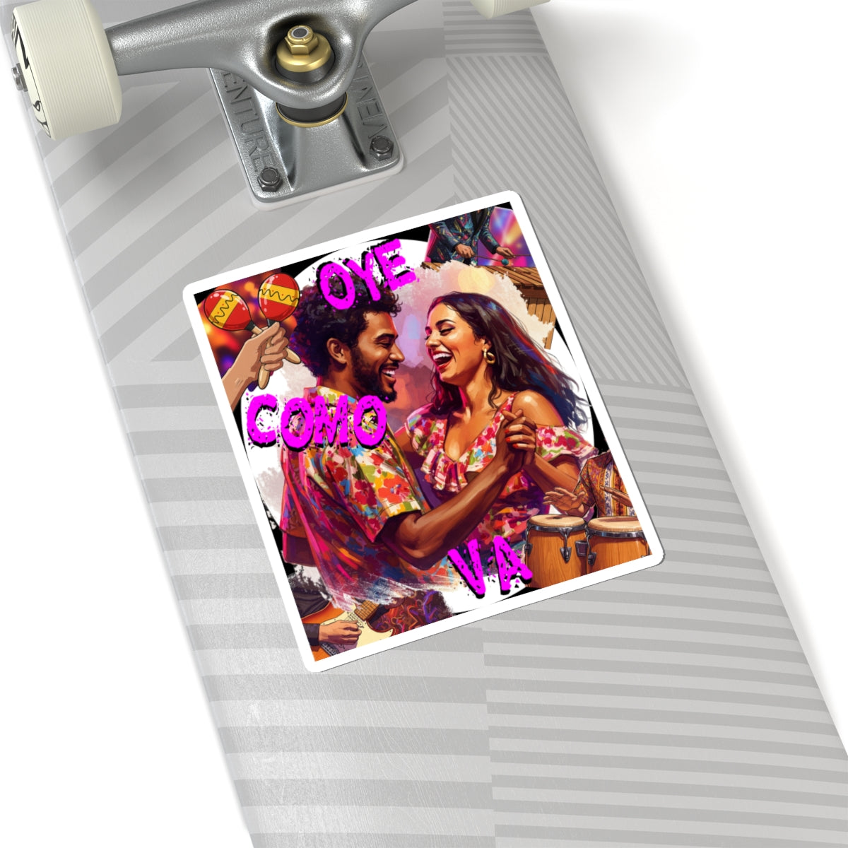 'Oye Como Va' Latin-Rock Classic Song Inspired by Santana - Vibrant Kiss-Cut Stickers for Celebrations | 'Oye Como Va' Design, Music Lovers, Party Decor, Laptop Stickers, Gift Ideas
