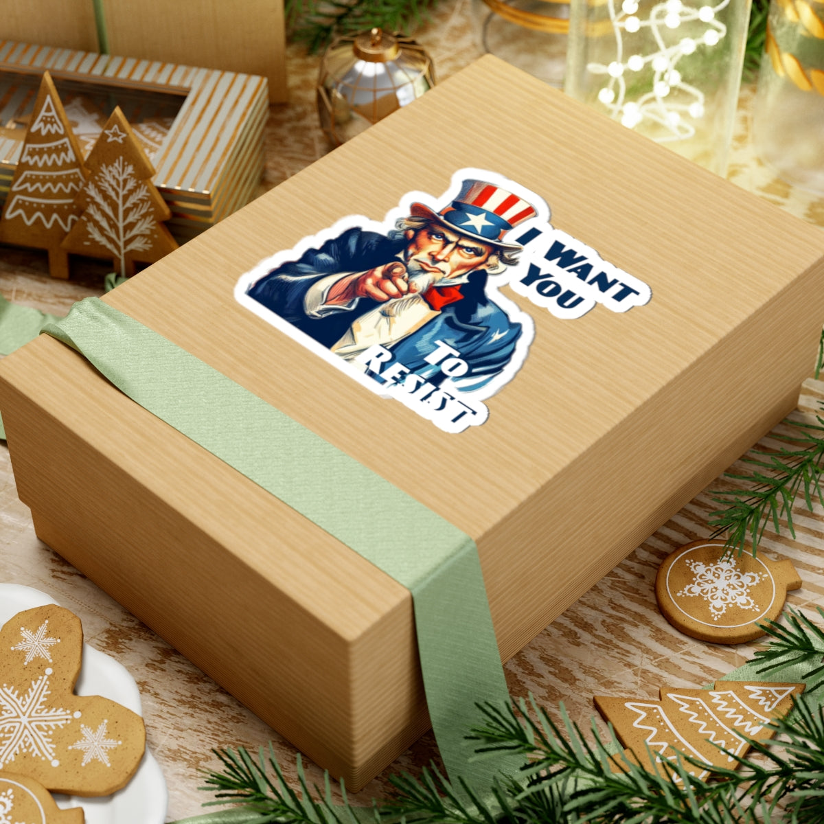 Uncle Sam 'I Want You to Resist' Kiss-Cut Stickers - Patriotic Protest Decals for Laptops, Water Bottles, and More - Schmartypants