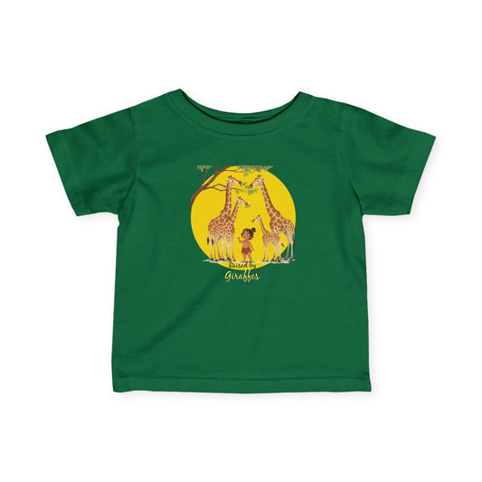 Cute, Funny Giraffe Infant Fine Jersey Tee - 'Raised By Giraffes' Shirt - Perfect Baby Gift - Schmartypants