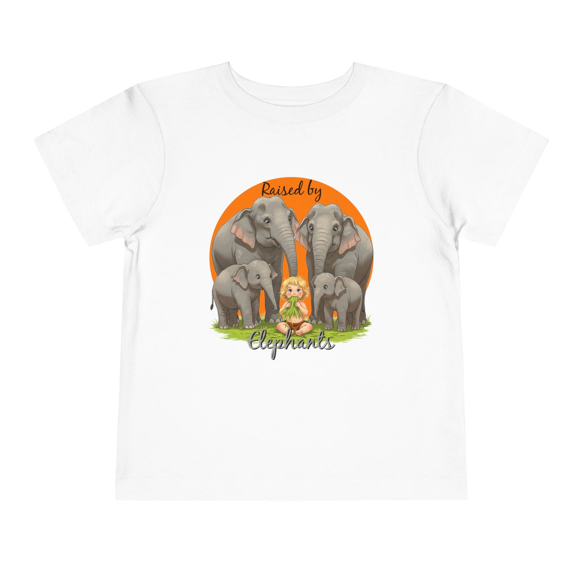 Raised by Elephants Toddler Tee – Adorable Hilarious Short Sleeve Shirt for Kids - Schmartypants