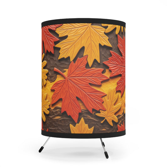 Fall Leaf Tripod Lamp, Cozy Home Decor, Autumn Lighting, Nature-Inspired Shade, Ideal Gift for Fall Enthusiasts