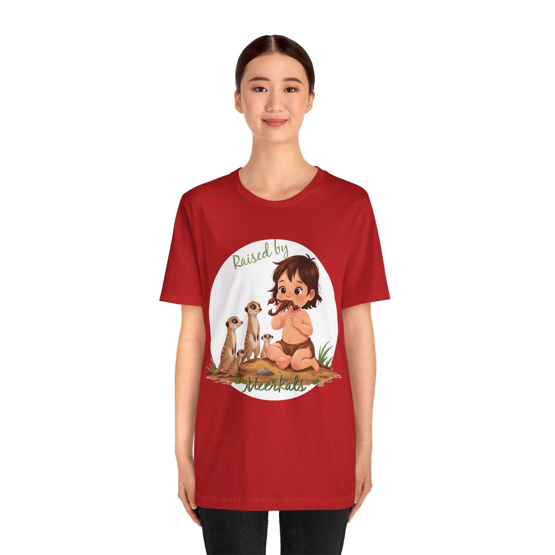 Funny Meerkat Tee - "Raised by Meerkats" Unisex Jersey Short Sleeve Shirt - for Meerkat and Wildlife Lovers - Schmartypants