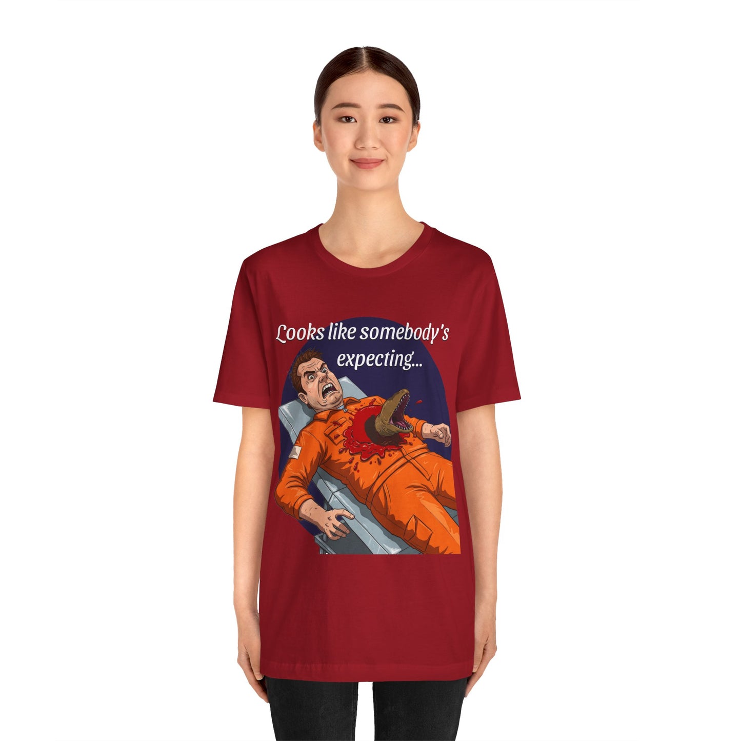 Maternity Tee for Sci-Fi Lovers, Funny Space Station Crew Member Giving Birth, Alien Movie Fan Shirt