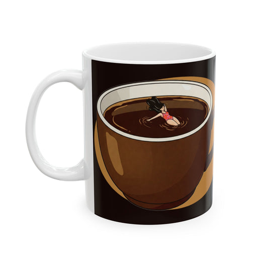 Coffee Lover's Ceramic Mug - "If The River Was Coffee, I'd Be a Diving Duck" Quote - Perfect Funny Gift for Coffee Enthusiasts - Women's Version - Schmartypants
