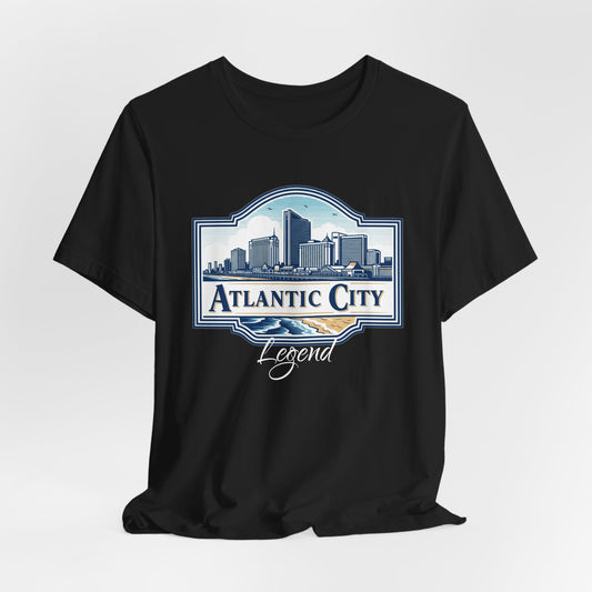 Atlantic City Legend Tee - Unisex Jersey Shirt, Cool Graphic Tee, Casual Wear, Vacation Souvenir, Travel Gift, Beach Outfit