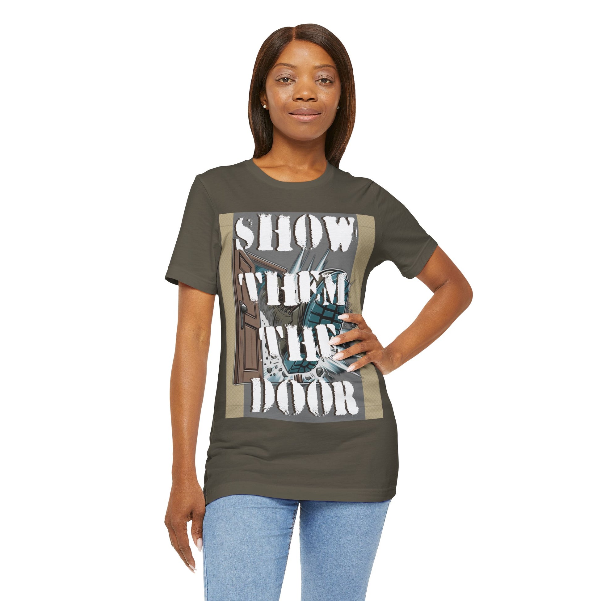 Unisex Graphic Tee - 'Show Them the Door' Protest Shirt - Gift for Progressives - Schmartypants
