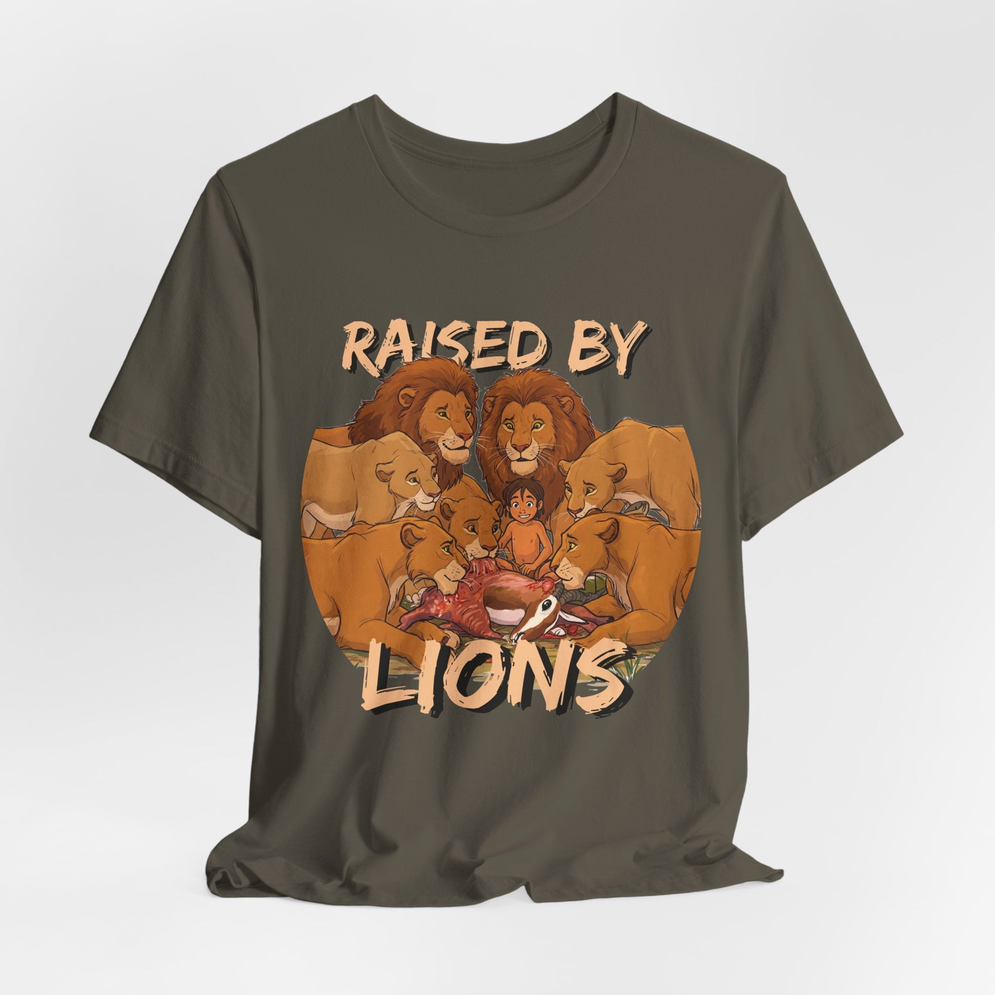 Raised by Lions Unisex Jersey Tee – Empowering, Humorous Graphic T-Shirt for Animal Lovers, Lion Lovers - Schmartypants