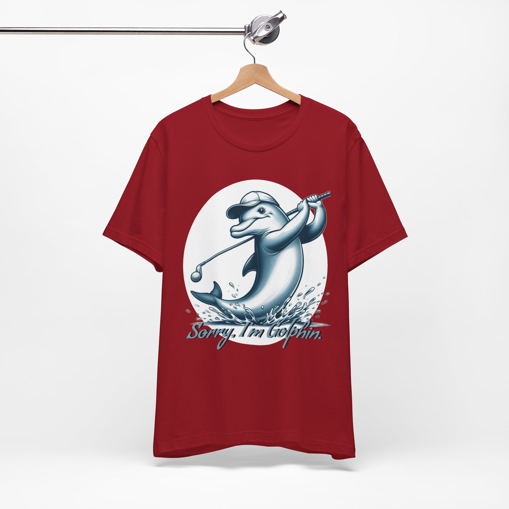 Funny Dolphin Golfing Tee - "Sorry, I’m Golphin" Unisex Jersey Short Sleeve Shirt - Dad Joke and Golfers Gift - Schmartypants