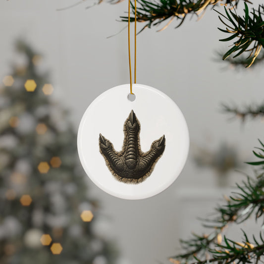 Unique Ceramic Ornaments - 2-Sided Print, Dinosaur Fossil Footprint Design, Perfect for Holiday Decor, Gifts, Home Decor, Tree Ornaments