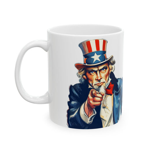 Vintage Uncle Sam Ceramic Mug | Patriotic Coffee Cup, 11oz & 15oz Sizes | Gift for Activists, Political Protest Movemeny - Schmartypants