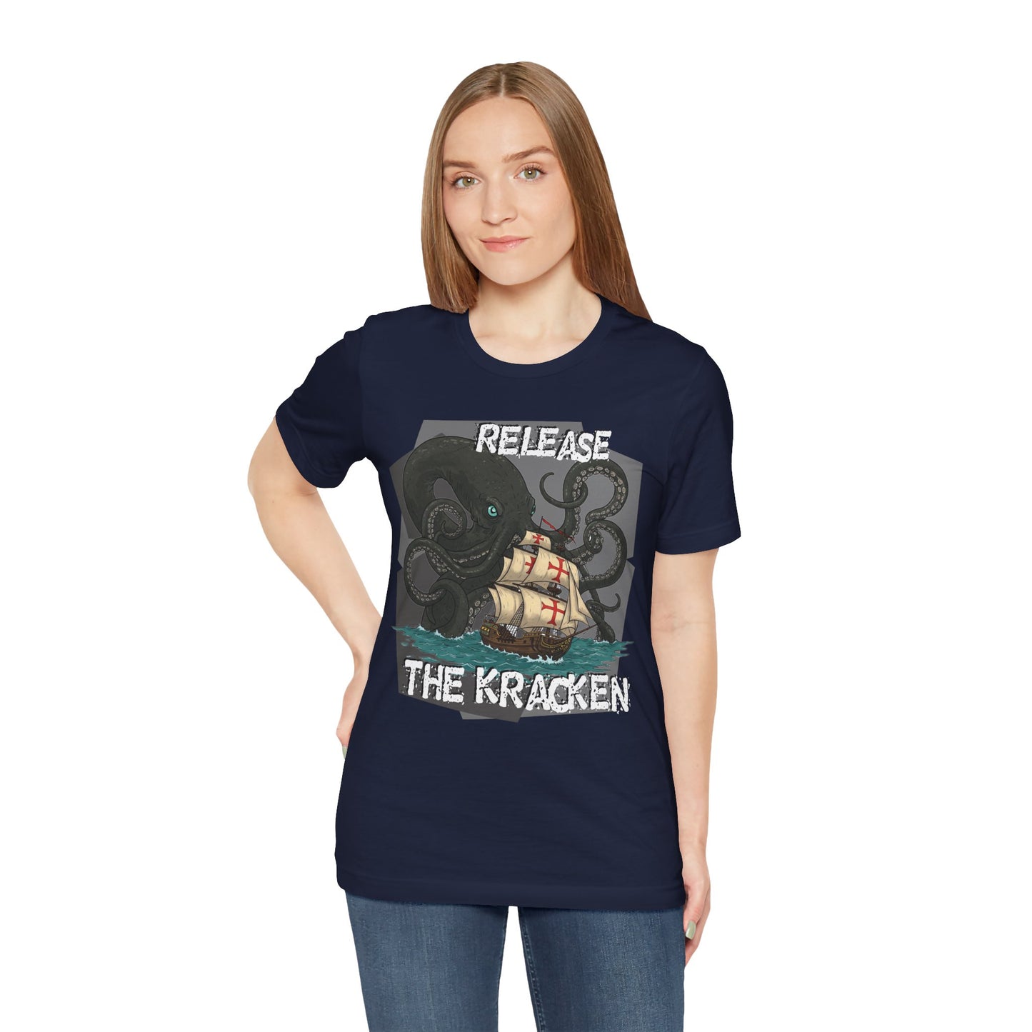 'Release The Kraken!' Tee - Unisex Short Sleeve Shirt, Nautical Tees, Pirate Fashion, Ocean Lover Gift, Funny T-Shirt, Sea Creature Shirt, Great for Gamers - Schmartypants