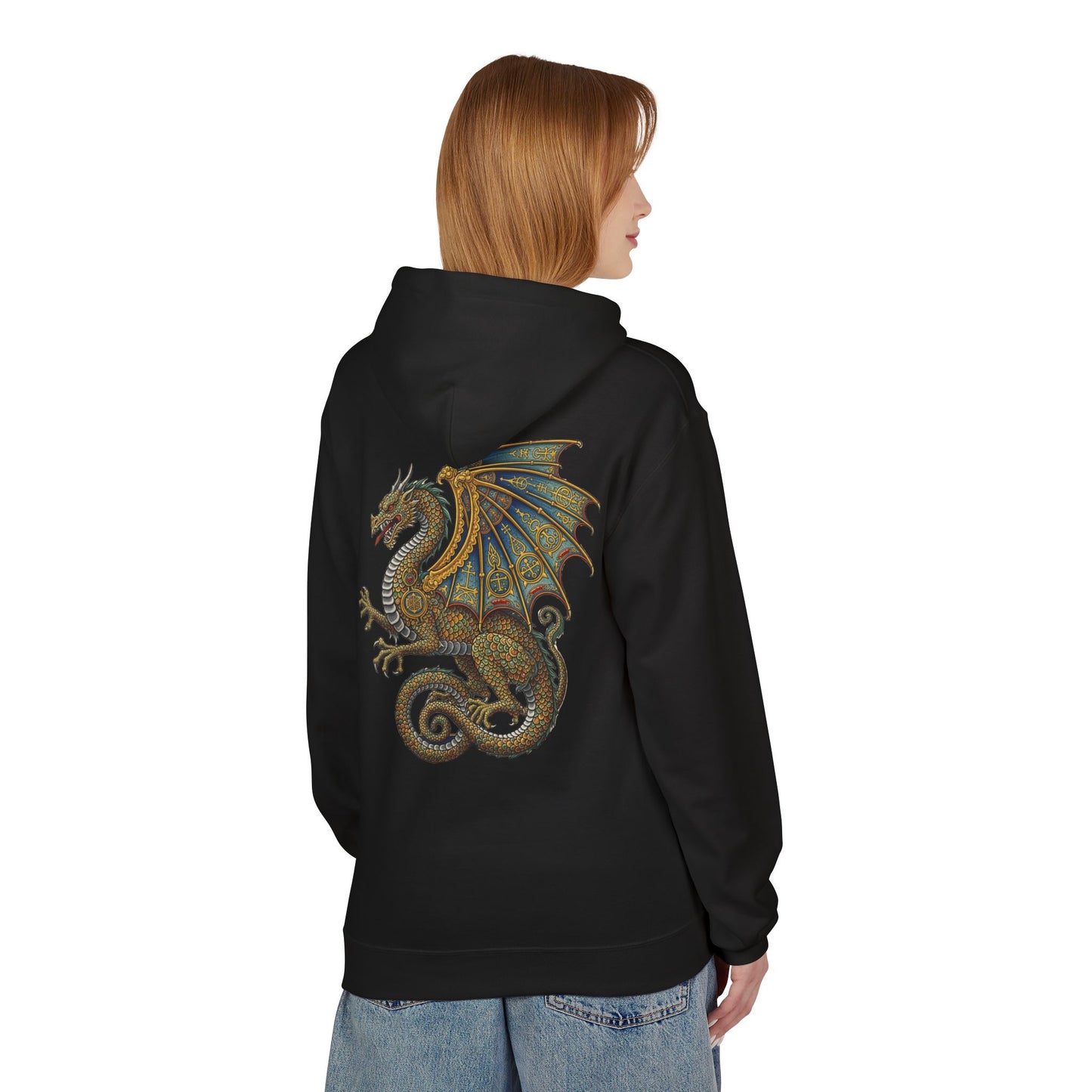 Fantasy Dragon Alchemist Hoodie, Cozy Unisex Pullover, Ideal for Gift, Casual Wear, Magical Conjurer, Ancient Alchemy Design
