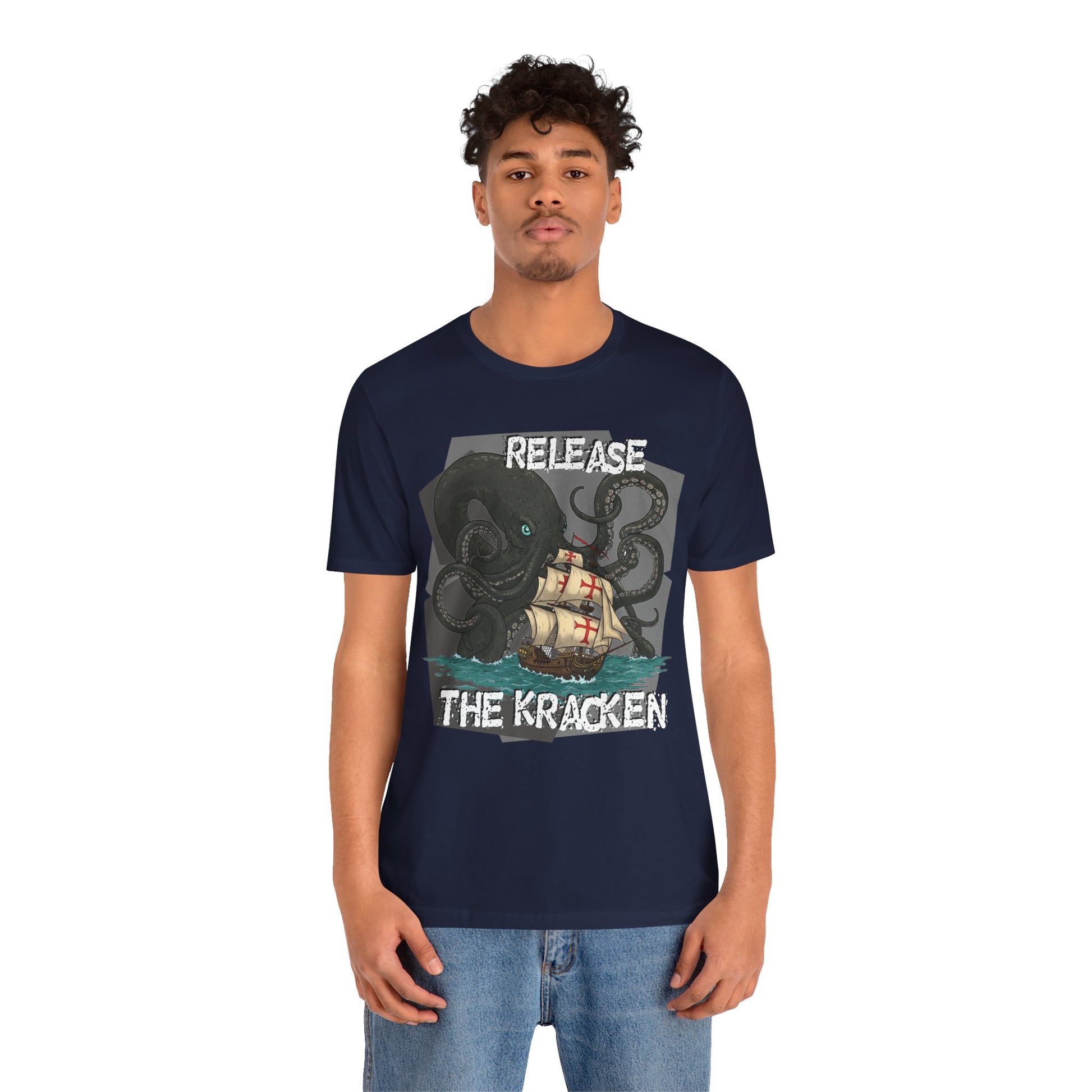 'Release The Kraken!' Tee - Unisex Short Sleeve Shirt, Nautical Tees, Pirate Fashion, Ocean Lover Gift, Funny T-Shirt, Sea Creature Shirt, Great for Gamers - Schmartypants