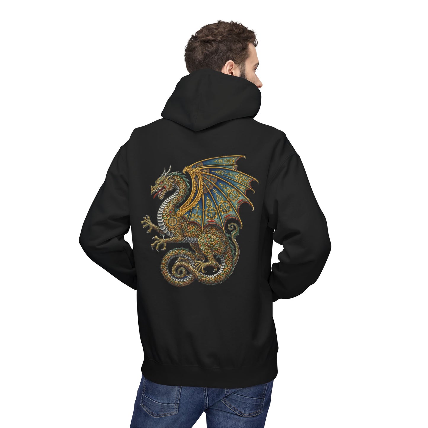 Fantasy Dragon Alchemist Hoodie, Cozy Unisex Pullover, Ideal for Gift, Casual Wear, Magical Conjurer, Ancient Alchemy Design