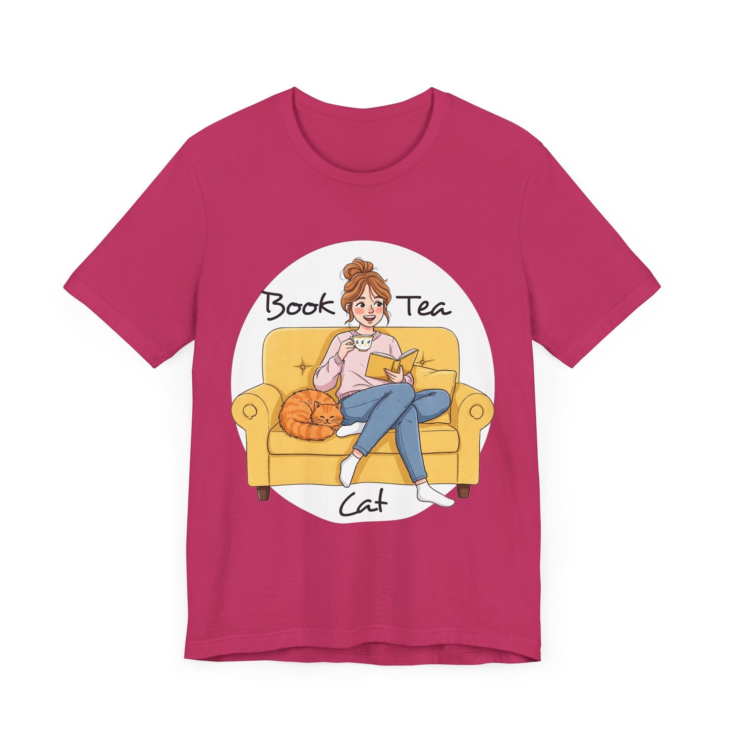 Cozy Book Lover Tee - Book, Tea, Cat Design _ Cat Lovers Gift - Book Lovers Gift - Tea Lovers Gift - Schmartypants