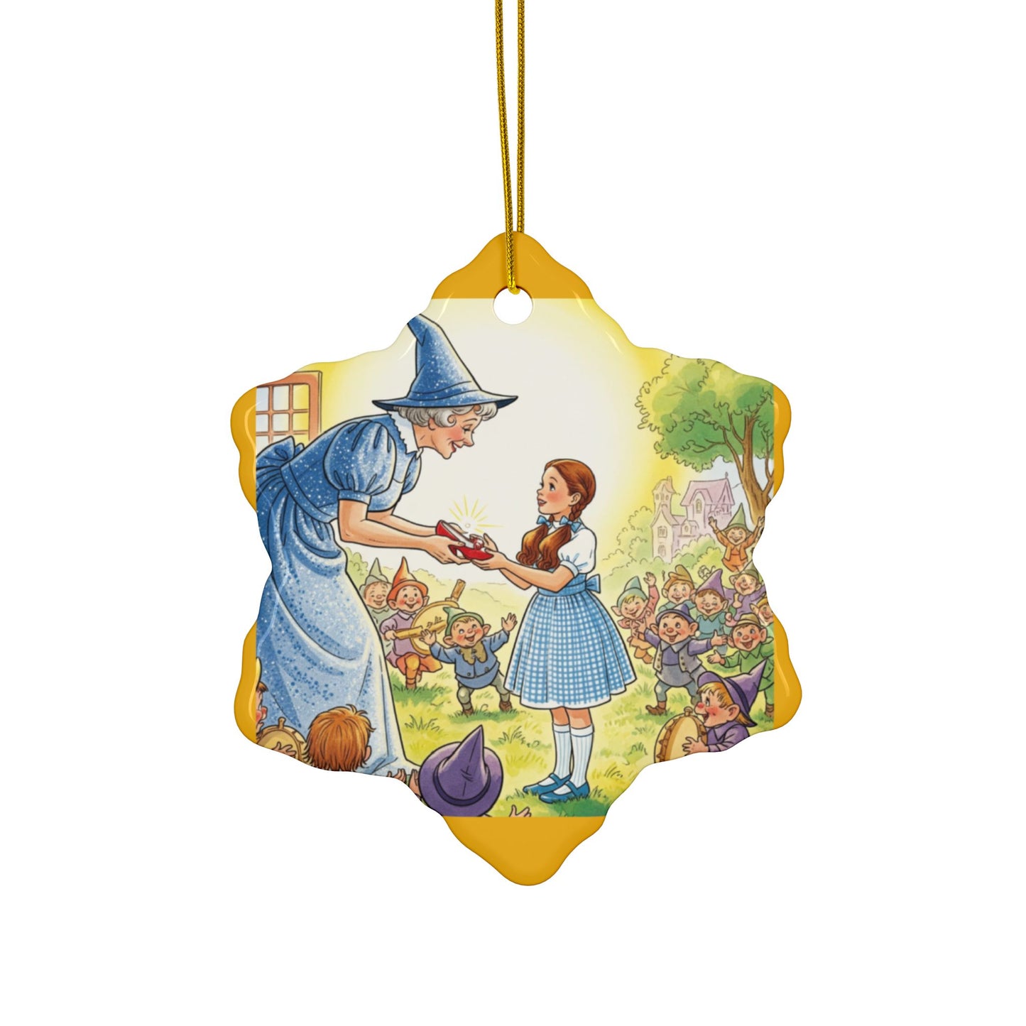 Ceramic Ornament, Wizard of Oz Storybook Illustration Tree Ornament, Dorothy Ruby Slippers, Glenda the Good Witch, 2-Side Print, (1pc, 3pcs,