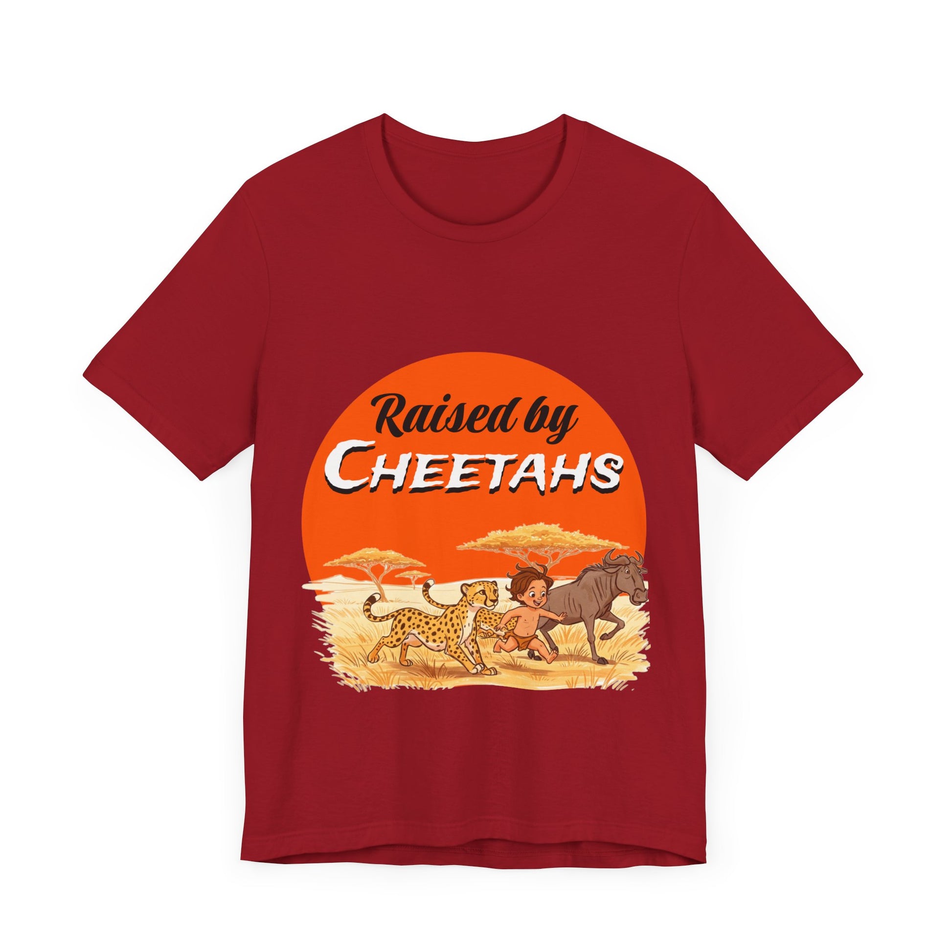 Mens Unisex Jersey Short Sleeve Tee - Hilarious Raised by Cheetahs Adventure Shirt - Schmartypants