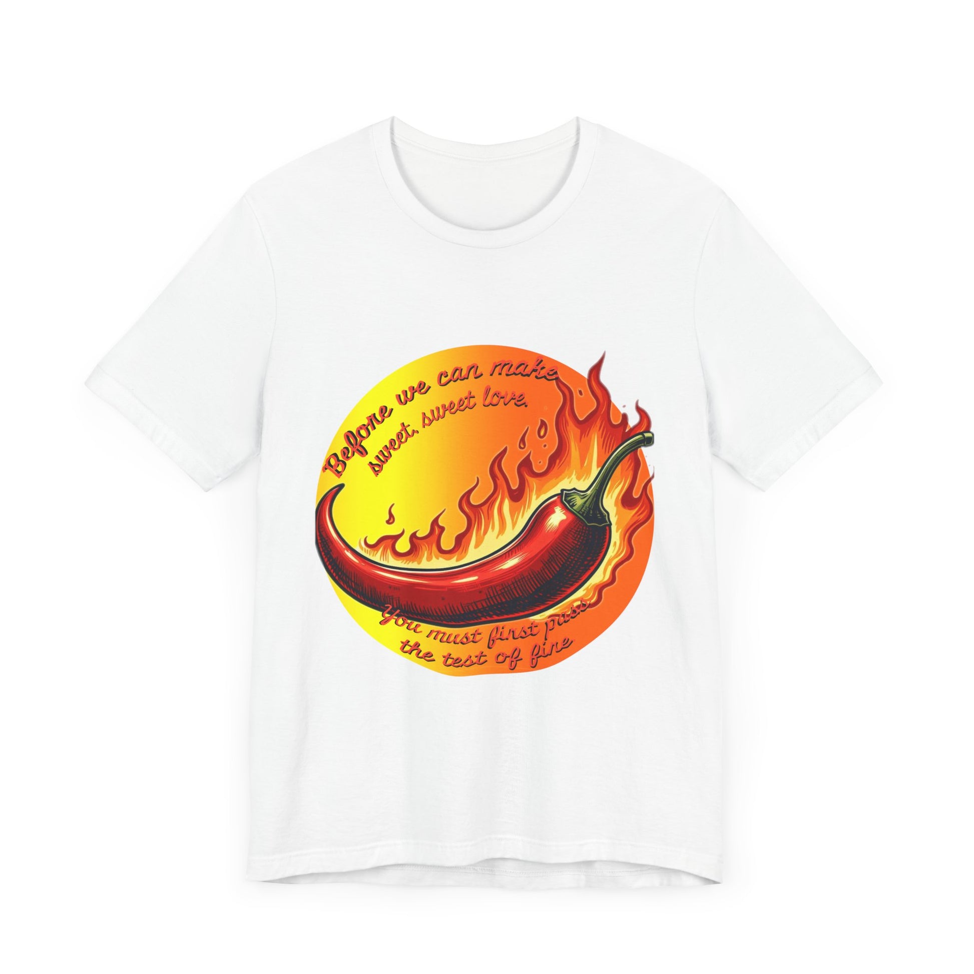 Spicy Love Graphic Tee - Funny Unisex Jersey T-Shirt for Couples - Chili Pepper Humor - Schmartypants