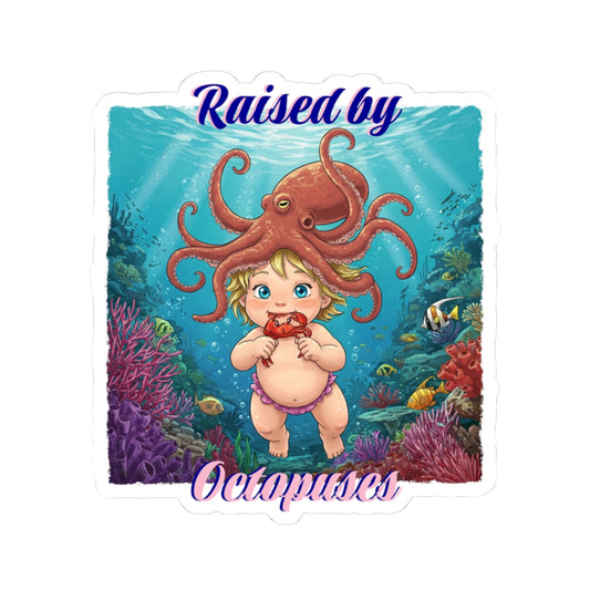 Adorable Ocean-Inspired Kiss-Cut Stickers, Cute Octopus Design for Kids, Laptop Decor, Birthday Gift, Fun Wall Art, Marine Life Stickers
