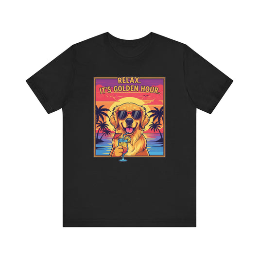 Golden Hour Golden Retriever Tee - Relax It's Golden Hour Shirt, Dog Lover Gift, Summer Vibes Tee, Vacation Outfit, Funny Pet Shirt