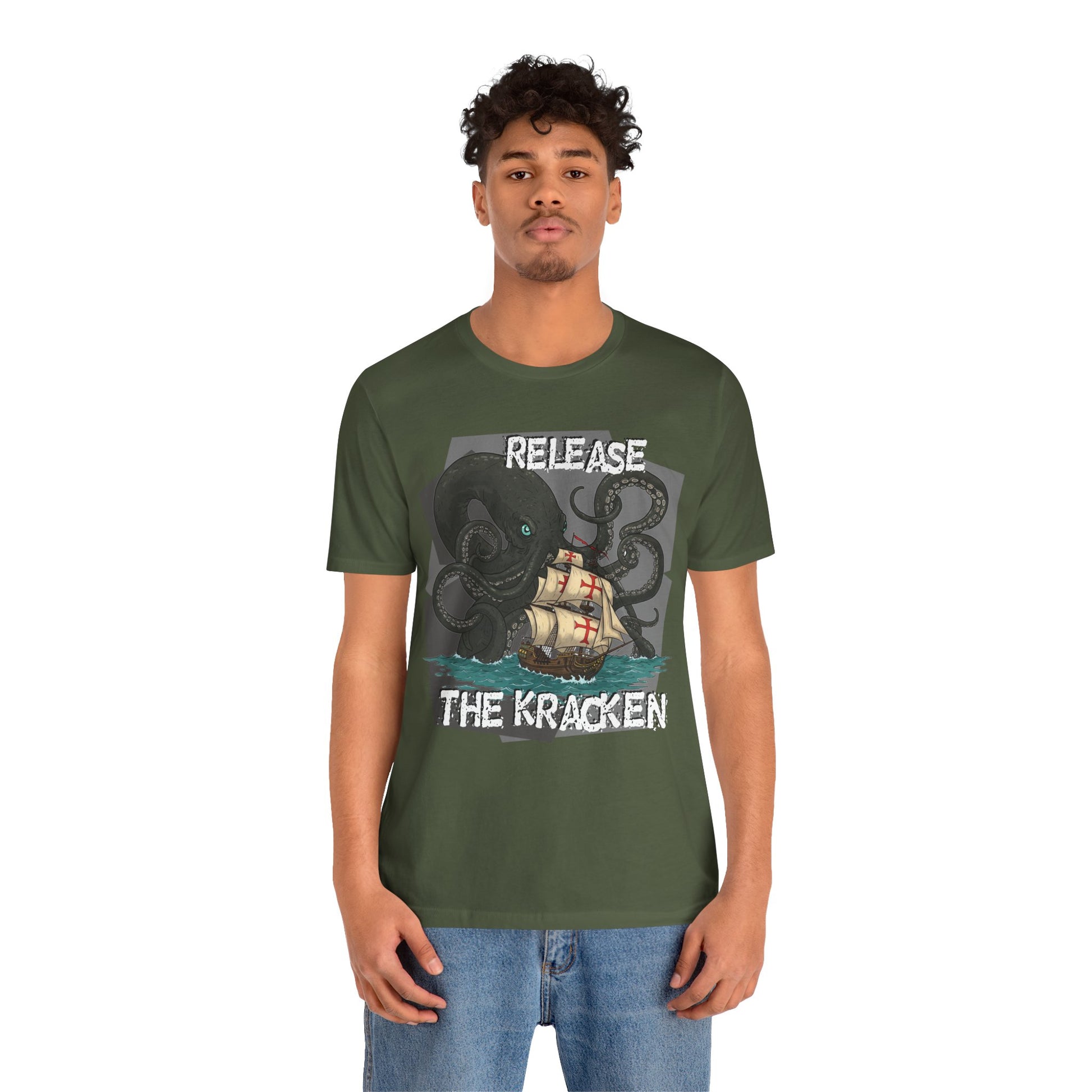 'Release The Kraken!' Tee - Unisex Short Sleeve Shirt, Nautical Tees, Pirate Fashion, Ocean Lover Gift, Funny T-Shirt, Sea Creature Shirt, Great for Gamers - Schmartypants
