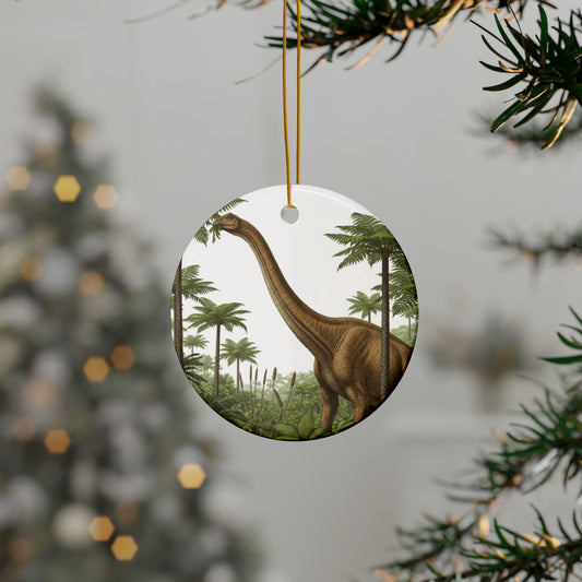 Apatosaurus Dinosaur Ceramic Ornaments, 2-Sided Print, Holiday Decor, Gift for Kids, Tree Decoration, Jurassic Theme